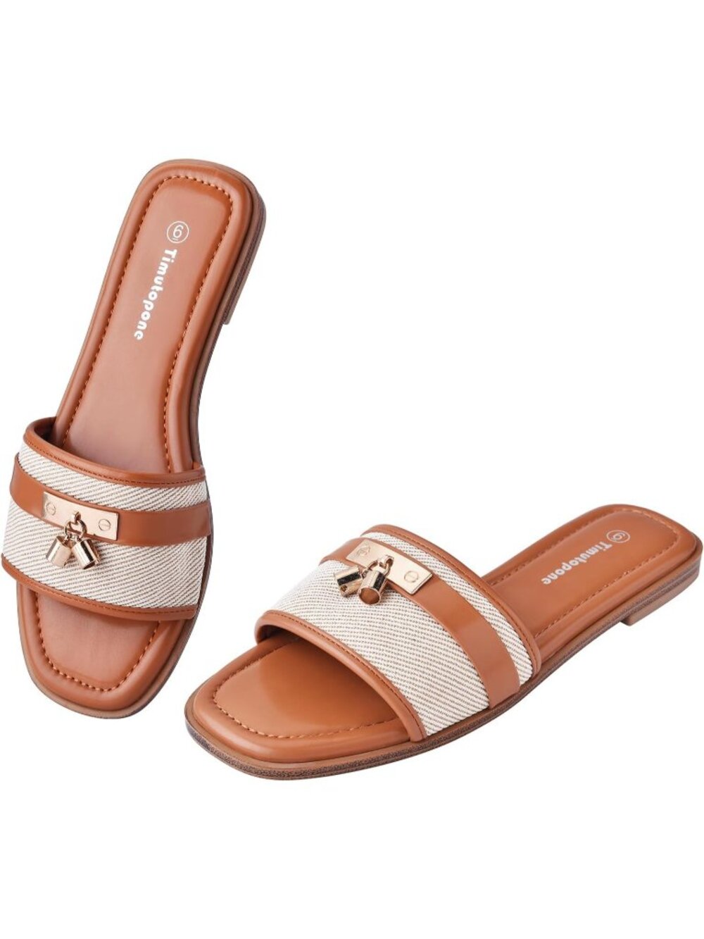 🆕Women's Brown Slides Sandal Trendy Fashion Square Open Toe Slip On Slippers